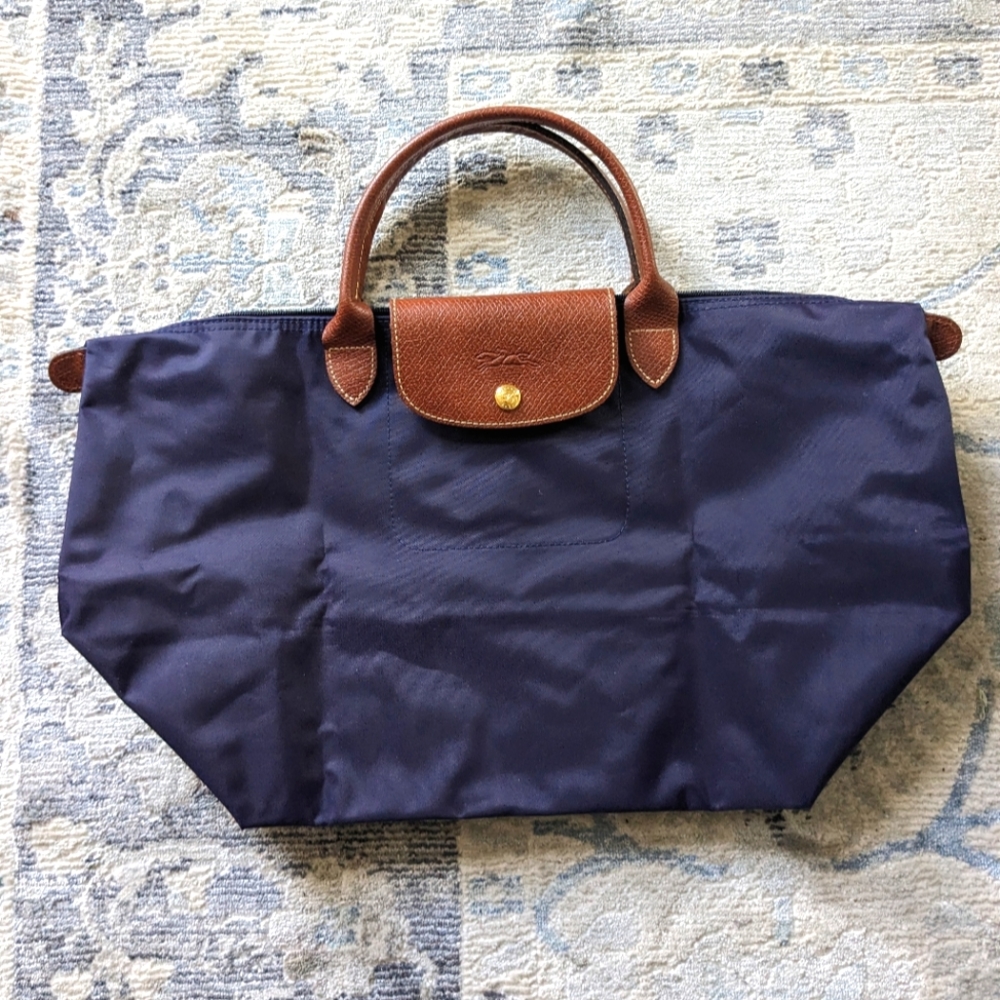 Longchamp Le Pliage type "M" modele Depose medium bilberry purple tote